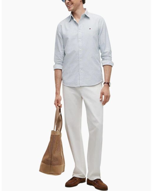 Tommy Hilfiger Gray Oxford Shirts Th Flex Slim Fit Top for men