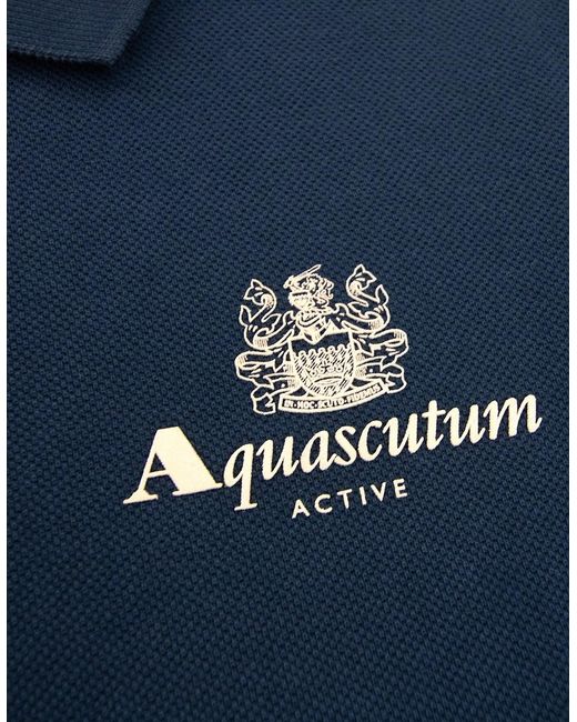 Aquascutum Blue Active Pique Logo Polo for men