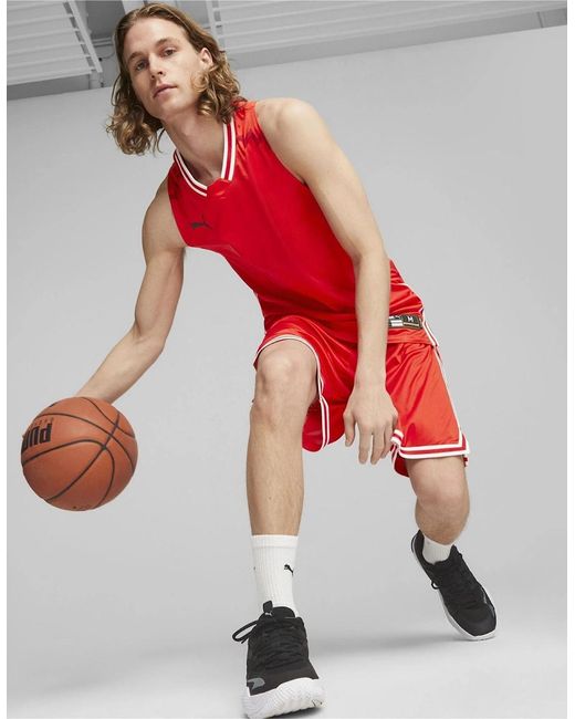 PUMA Red Hoops Team Game Performance Basketball Jersey for men