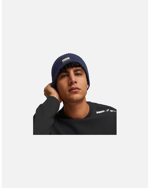 PUMA Blue Classic Ribbed Beanie