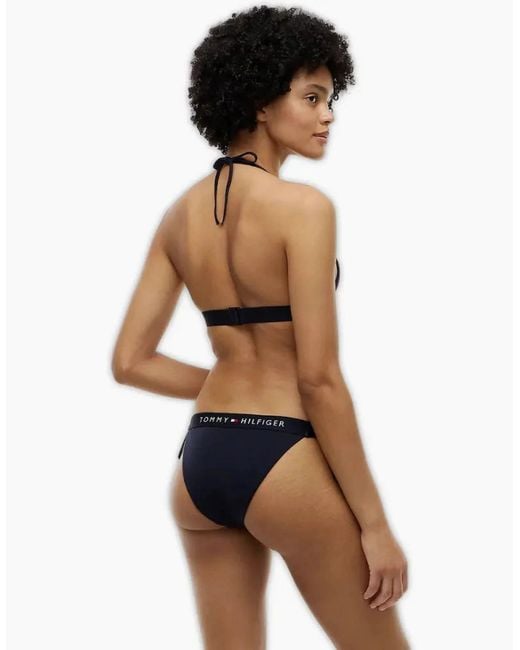 Tommy Hilfiger Black Th Original Cheeky Side-Tie Swim Bikini Bottoms