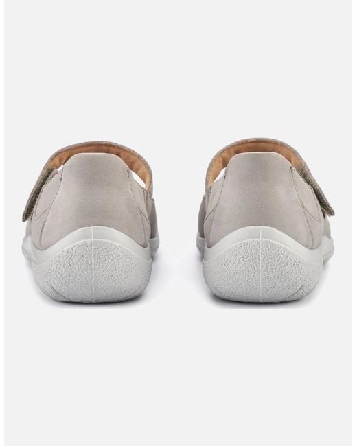 Hotter Gray Hope Wide Fit Mary Jane Shoes