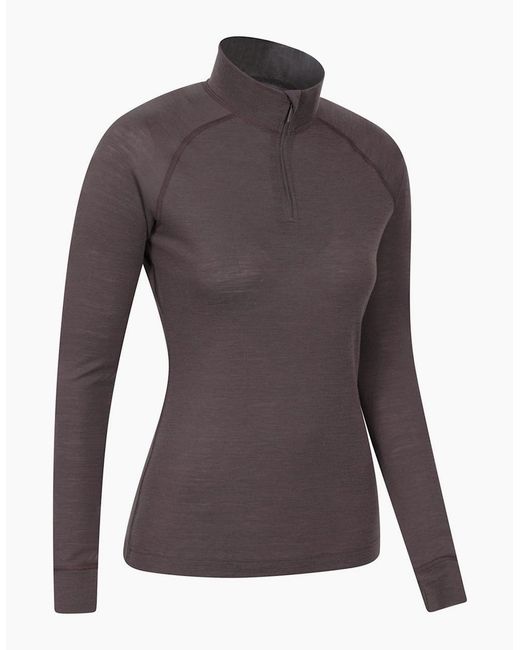 Mountain Warehouse Purple Ladies Merino Wool Zip Neck Thermal Top