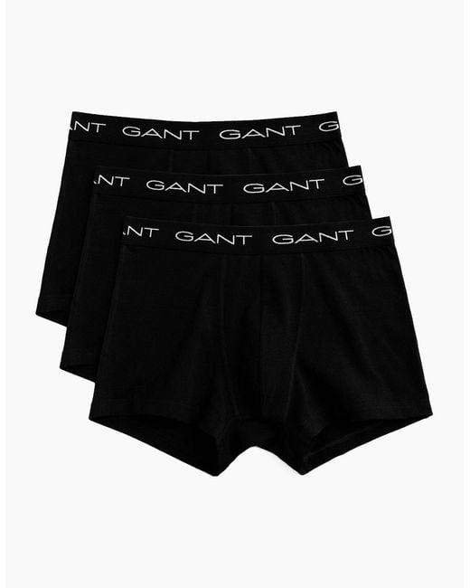 Gant Black 3-Pack Classic Logo Boxer Trunks for men