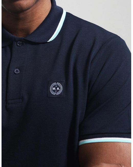 Marshall Artist Blue Siren Tipped Polo Shirt for men