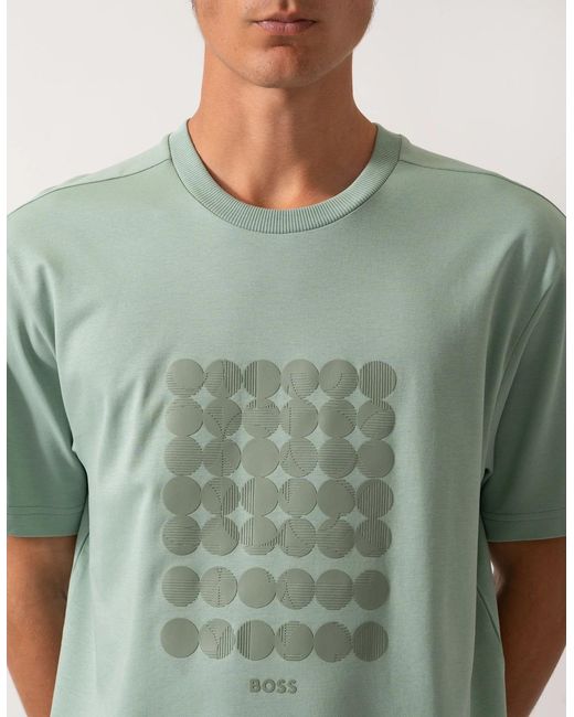 Boss Green Boss Tee Interlock-Cotton T-Shirt With Circle Artwork for men