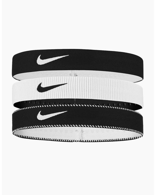 Nike Black Classic Flexible Wide Band Headband (Pack Of 3) for men