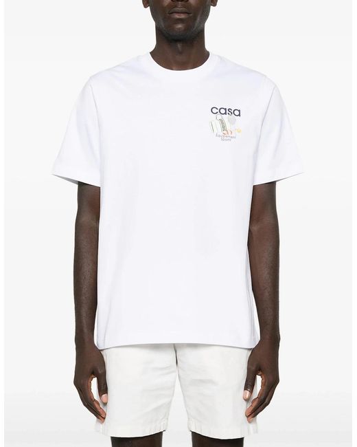 Casablanca White Equipment Sportive Cotton T-Shirt for men