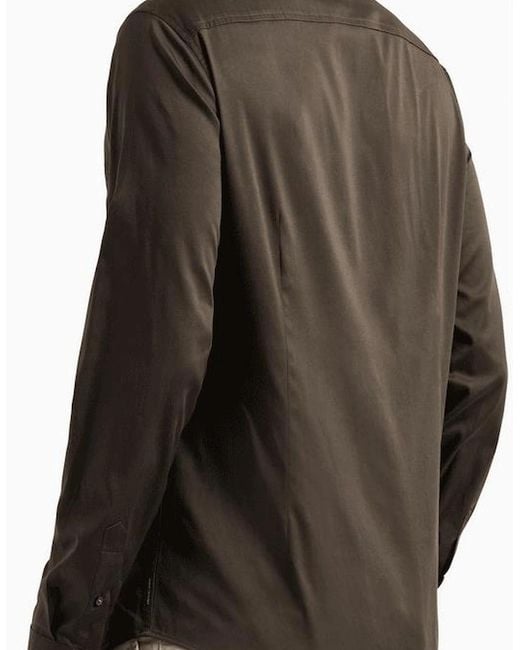 ARMANI EXCHANGE Black Rubber Logo Button Up Khaki Shirt for men