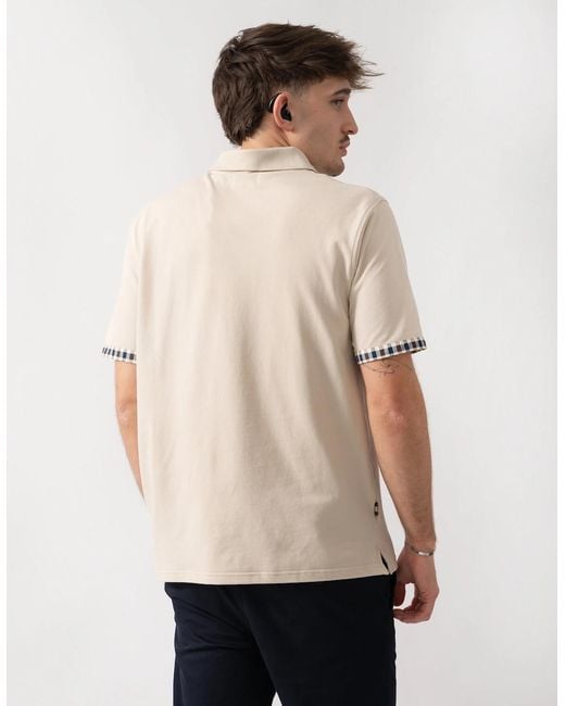 Aquascutum Natural Club Check Stretch Piquet Sleeves Polo Shirt for men