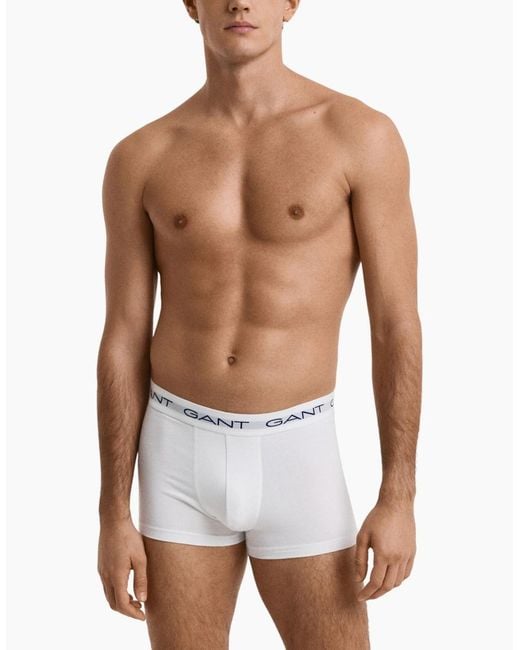 Gant Blue Trunks 3 Pack Mixed Repeat Logo Stretch Underwear Cotton Trunks for men