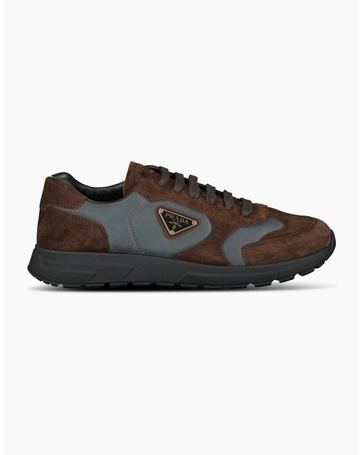 Prada Black Prax 2.0 Re-Nylon & Suede Sneakers for men
