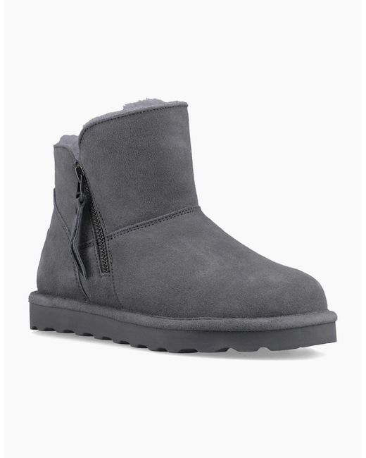 BEARPAW Gray Magnolia Suede Winter Ankle Boots