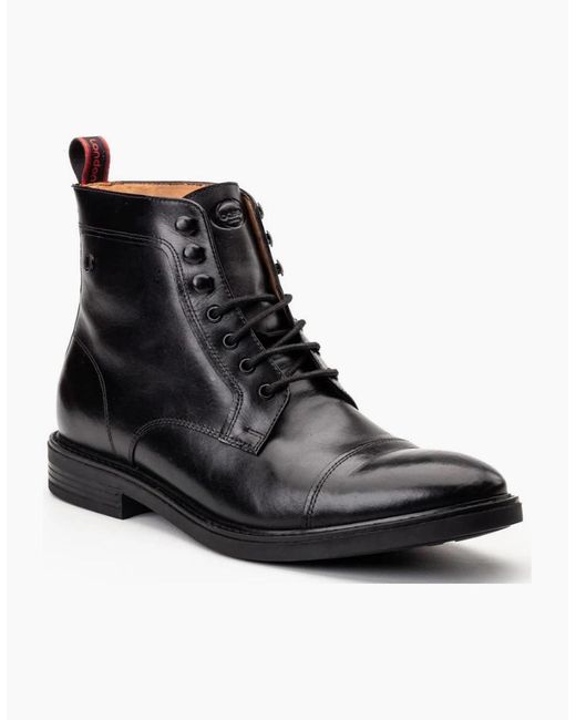 Base London Black London Plymouth Toe Cap Boot for men
