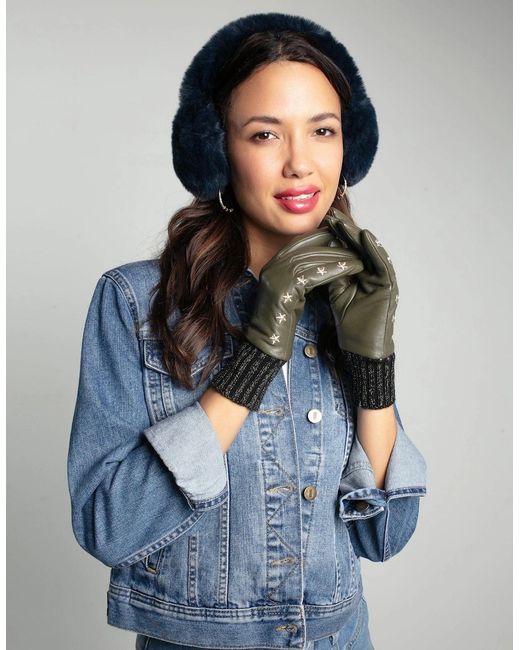 Nooki Design Green Elvis Star Embroidered Leather Glove-Khaki