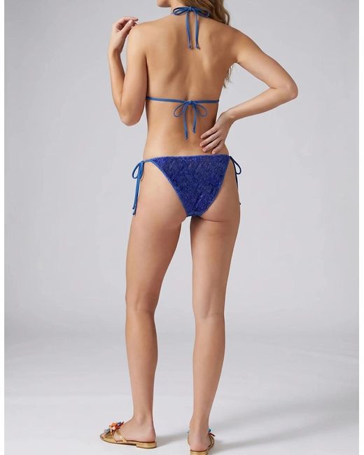 Oceanus Blue Mulata Hand-Beaded Bikini Bottom
