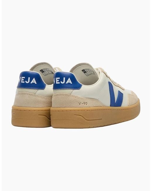Veja Blue V-90 O.T. Leather Trainer Pure Atlantique/Almond/Natural for men