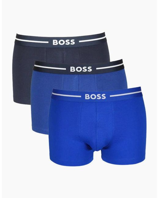 Boss Blue 3-Pack Bold Logo Boxer Trunks, Combination for men