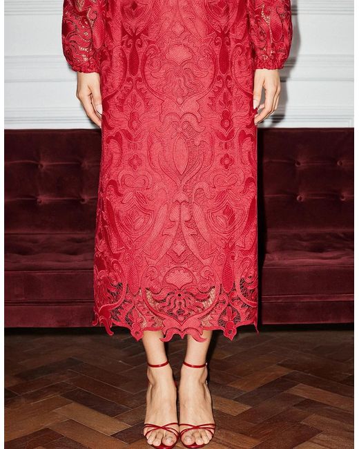Ro&zo Red Kendall Lace Open Back Dress