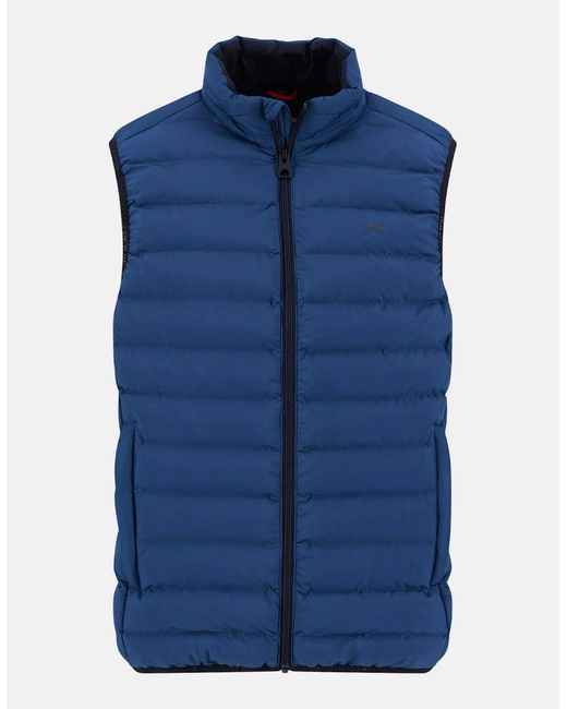 Fynch-Hatton Blue Stand Collar Light Weight Vest Harbour for men