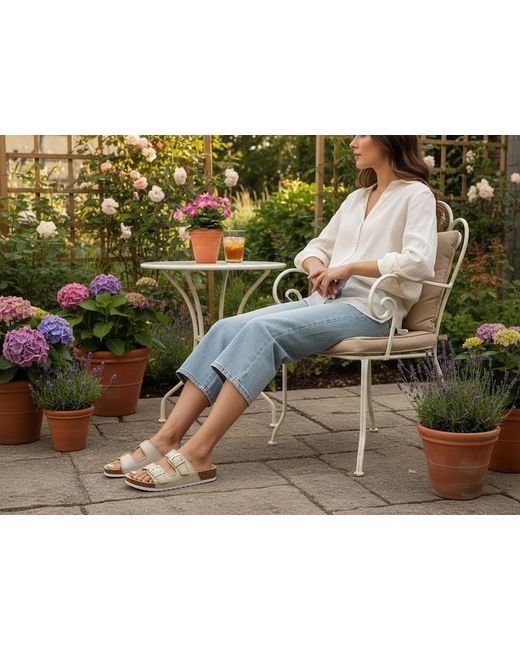 Heavenly Feet White Sandy Mules Sandals