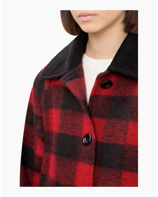 DIESEL Red W-Dana Waistcoat Single Breasted Trench Xs Buffalo Check