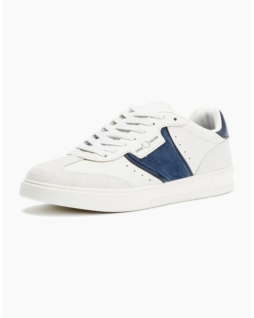 Fred Perry Blue B4 Textured Leather/Suede Trainers for men