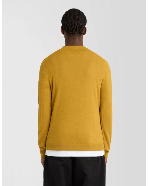 Lyle & Scott Yellow Cotton Merino Crew Neck Jumper for men