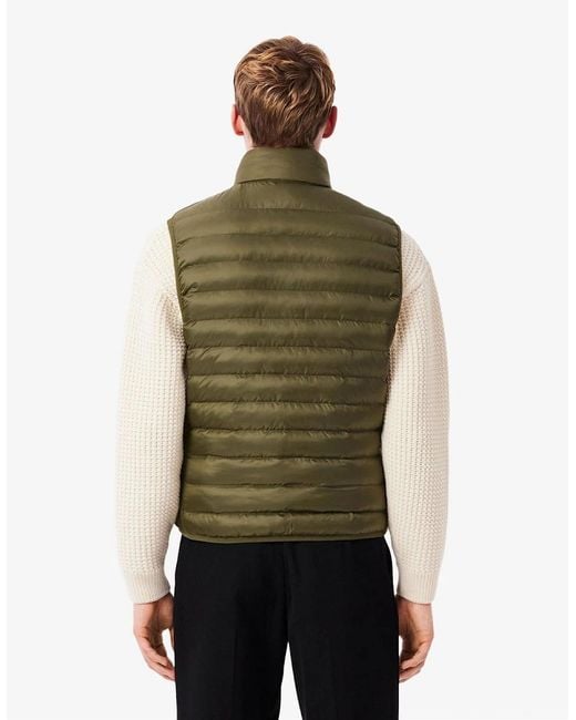 Lacoste Green Solid Patterned Zipped Pocket Puffer Coat for men