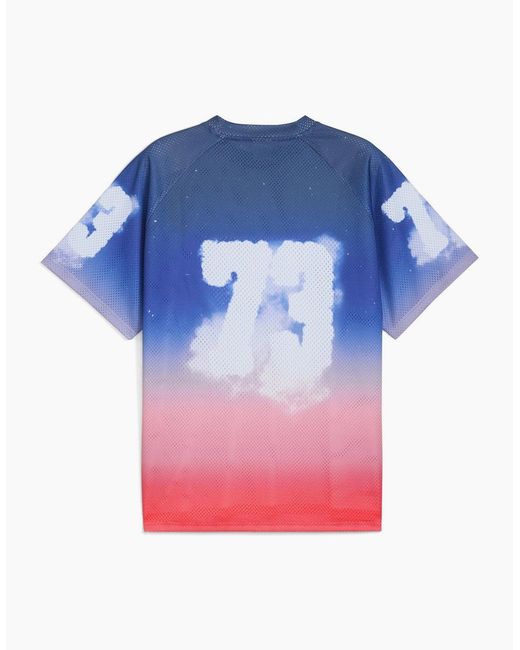 PUMA Blue Hooptopia Sunset Hoops Jersey Short Sleeve Performance T-Shirt for men
