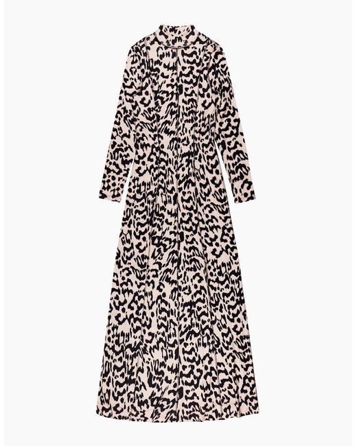 Ro&zo White Petite Leopard-Print Jersey Turtleneck Maxi Dress