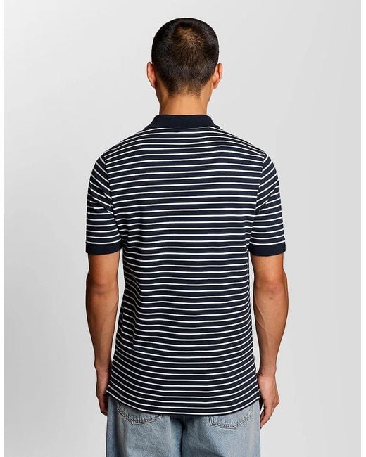 Lyle & Scott Blue Pique Breton Polo Shirt for men