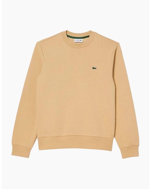 Lacoste Natural Sweatshirt Crew Neck Fleece Brushed Cotton Winter Jumper for men