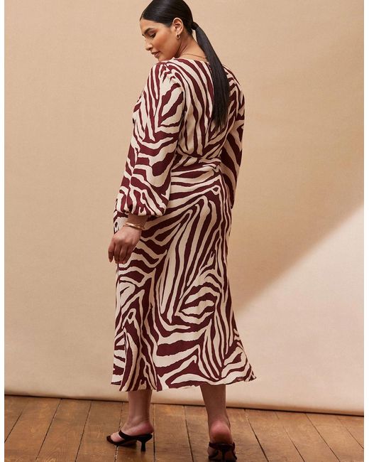 Live Unlimited London Brown Chocolate Animal Print V Neck Midaxi Dress