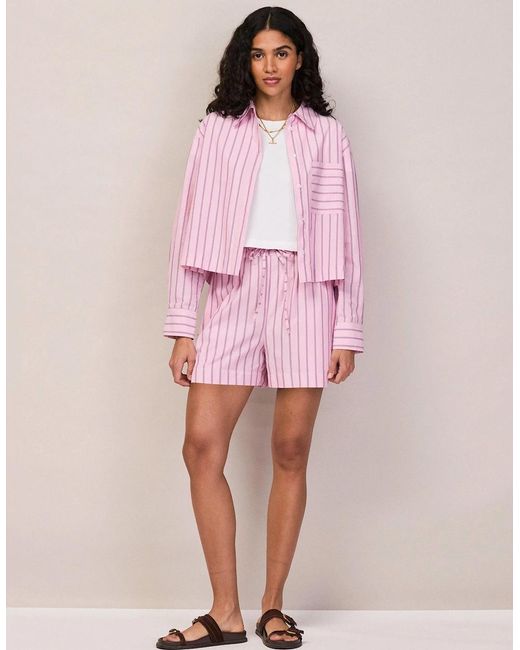 Ro&zo Pink Stripe Cotton Shorts