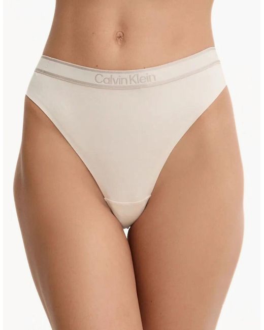 Calvin Klein Natural New Stone Logo Thong, Sandshell