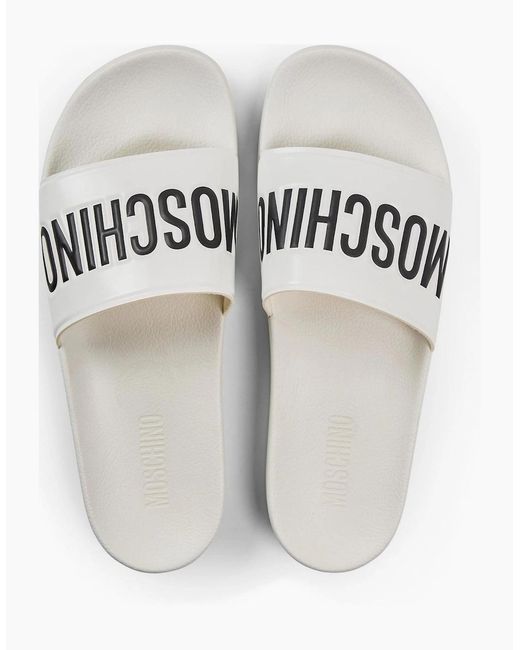 Moschino White Slider Slippers for men
