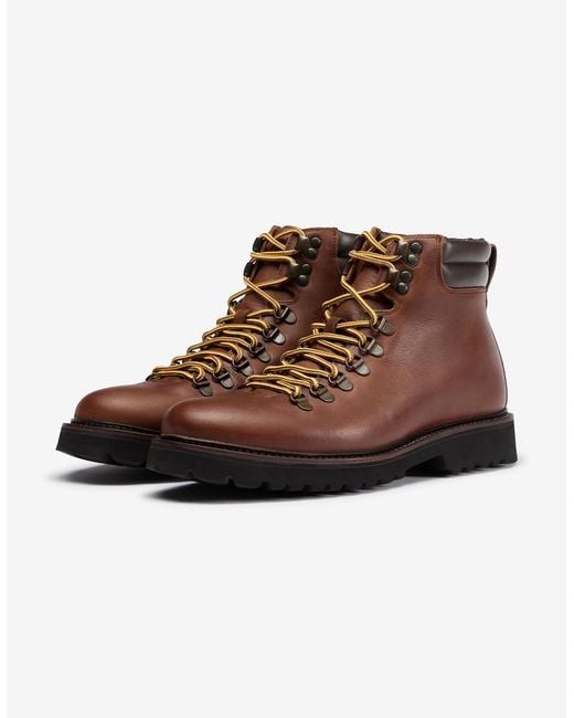 Oliver Sweeney Brown Waxed Leather Hiker Boots for men