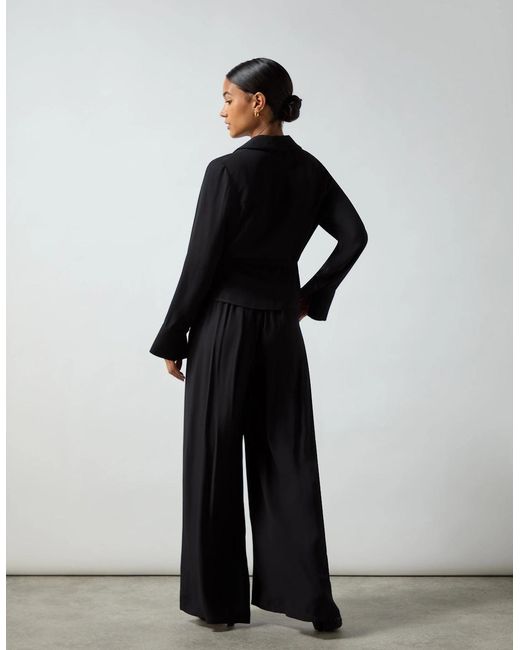 Ro&zo Black Crepe Wide Leg Trouser