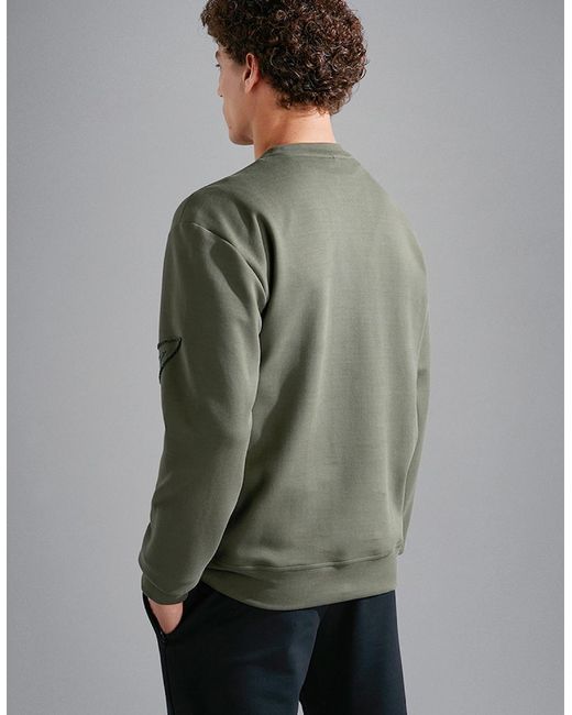 Paul & Shark Green X-Soft Cotton Tencel Sweatshirt With Embroidered Shark for men