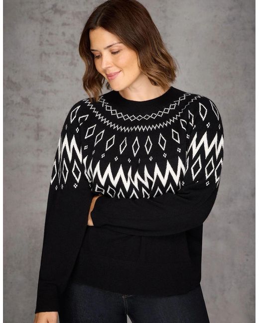 Live Unlimited London Black Fairisle Knit Jumper