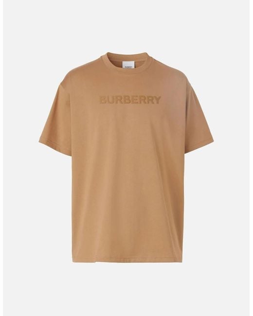 Burberry Natural Harriston Logo Print T-Shirt Camel for men