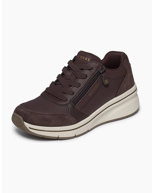 Skechers Brown Billion Flex Luxe Up Leather Chocolate Duraleather/Mesh Trainers