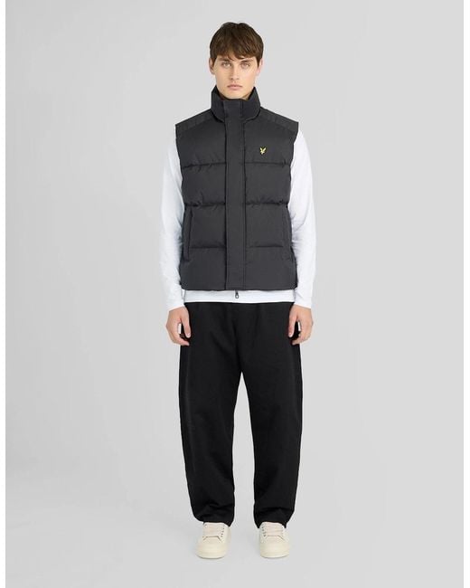 Lyle & Scott Black Funnel Neck Puffer Gilet for men