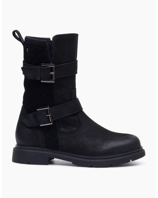 Hush Puppies Blue Celine Buckle Leather Boots