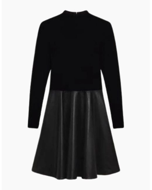 Ted Baker Black Midi Dress With Faux Leather Skirt