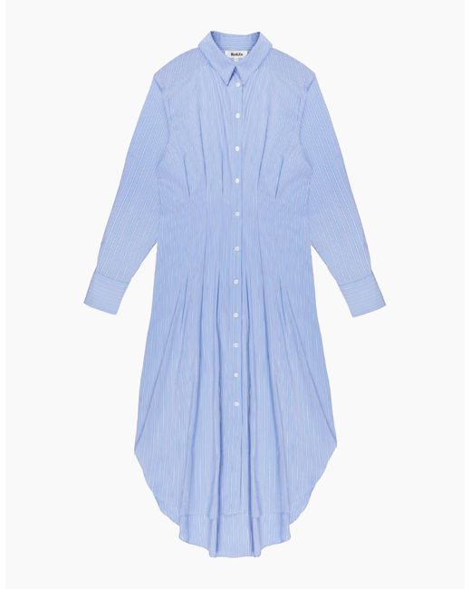 Ro&zo Blue Petite Striped Midi Shirt Dress