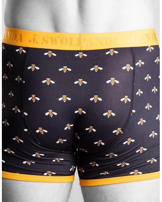 Swole Panda Blue Bumblebees Bamboo Boxer Brief for men