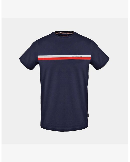 Aquascutum Blue Printed Logo Crew Neck Short Sleeve T-Shirt for men