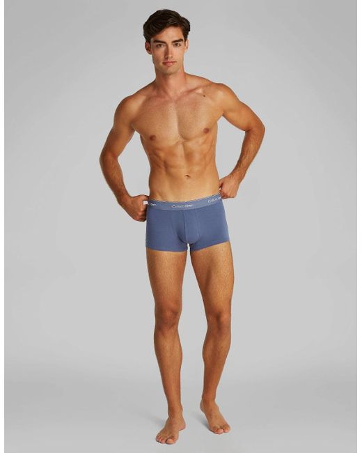 Calvin Klein White 3-Pack Icon Cotton Stretch Low Rise Boxer Trunks, Vintage Micro Chip Molten for men